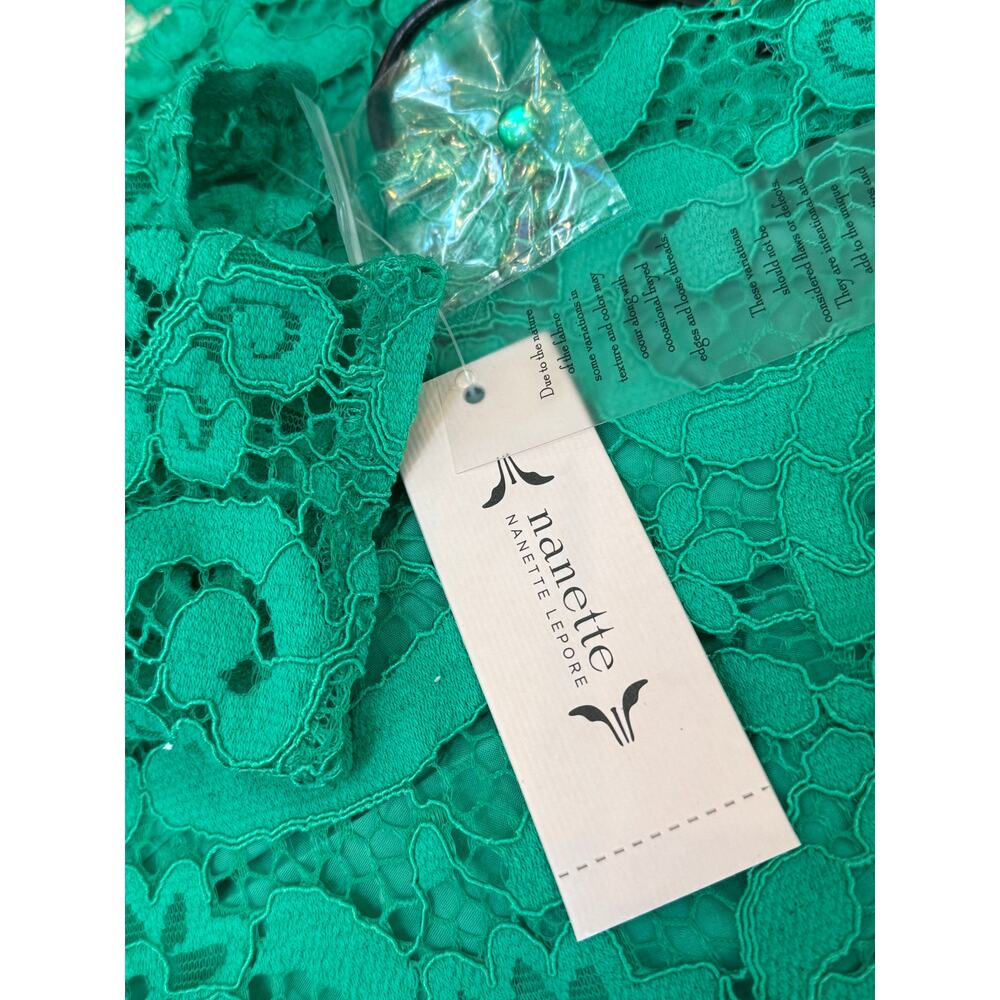 NANETTE Nanette Lepore Green Lace Blouse - Emerald Isle - Picture 10 of 15